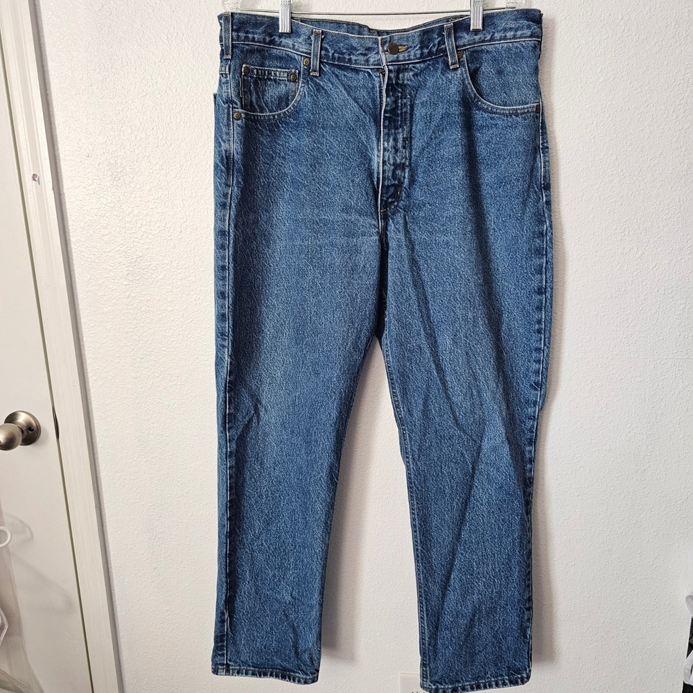 Vintage Carhartt B46DST Relaxed Fit Jeans Made in USA Blue Denim 38x30